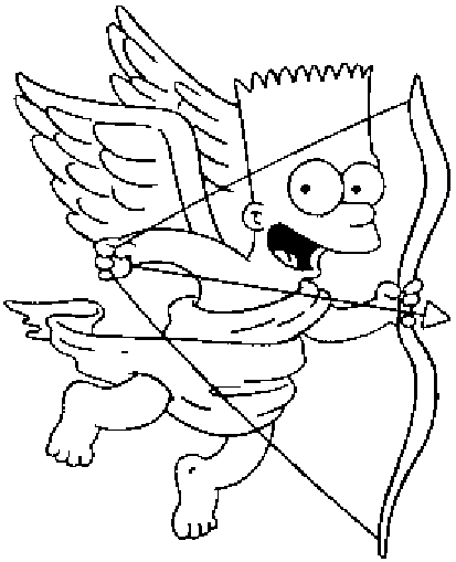 coloriage bart simpson en cupidon